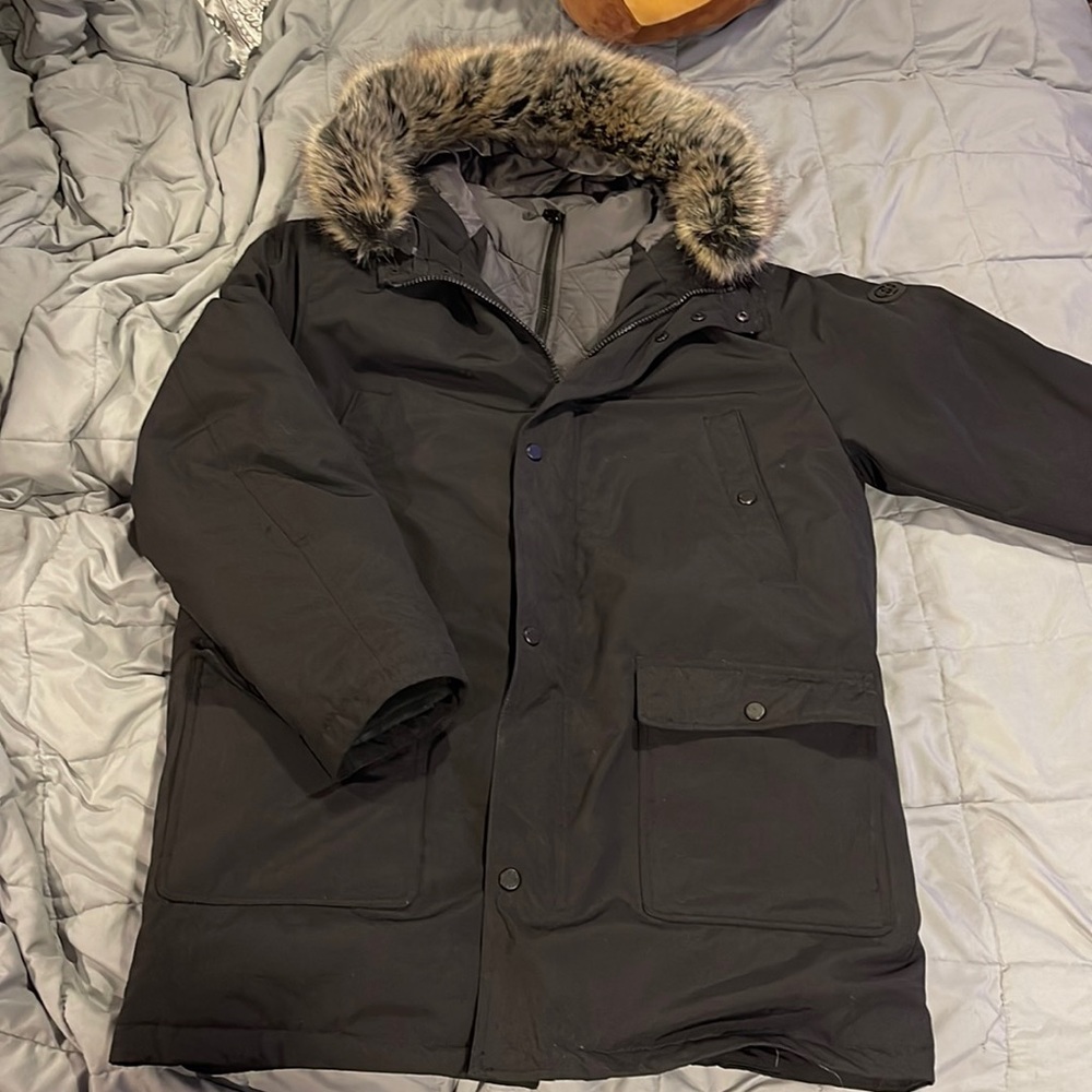 Michael Kors Mens XL Fur Snow Winter Long Heavy Snow Coat Jacket Snorkel Parka